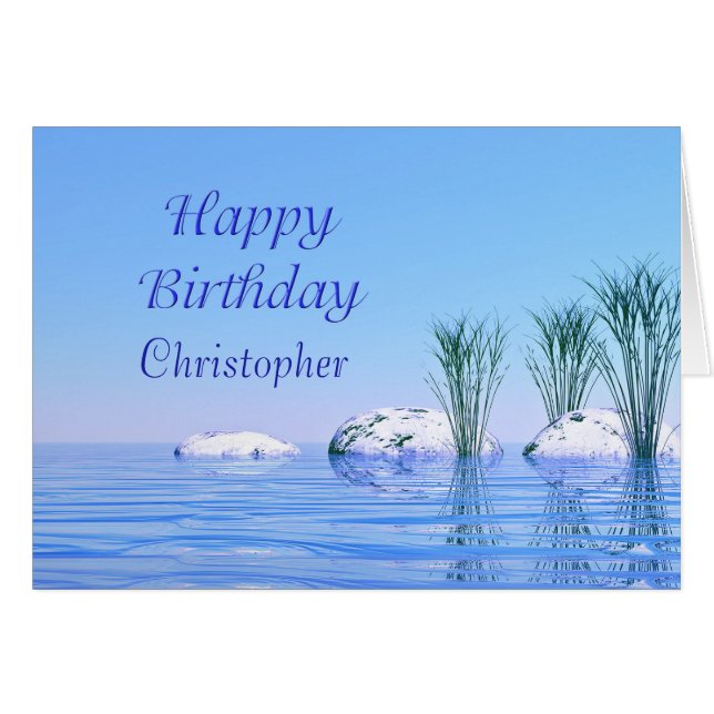 Add a name, a Spa Like,Tranquil, Blue Birthday Cards (Front Horizontal)
