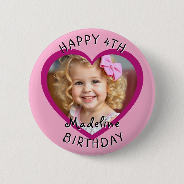 Add a Name and Age to this Happy Birthday  Button (Front)