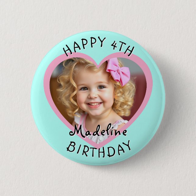 Add a Name and Age to this Happy Birthday  Button (Front)