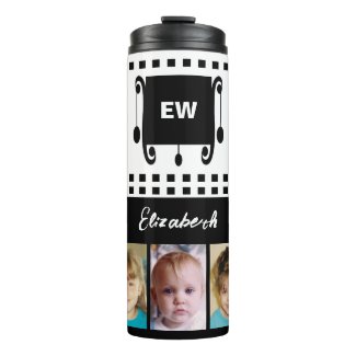 Add a name and initials photo collage white black