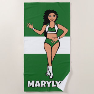 Add A Name  Beach Towel Green /White