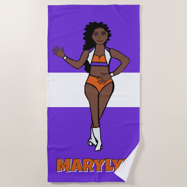 Add A Name  Beach Towel Purple / Orange (Front)