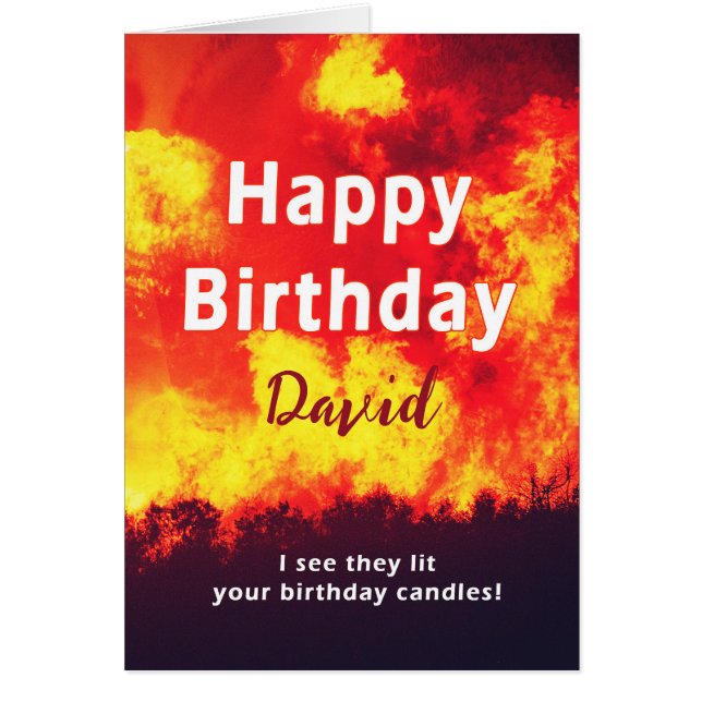 Add A Name Birthday Forest Fire Candle Humor  Cards (Front)