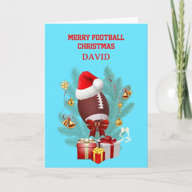 Add A Name Christmas Football Holiday Card (Front)