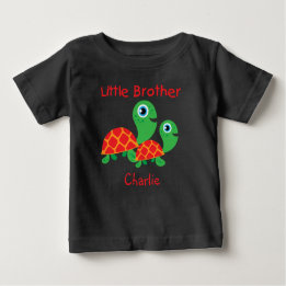 Add a Name Customized Turtles Little Brother Baby T-Shirt