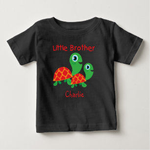 Add a Name Customized Turtles Little Brother Baby T-Shirt