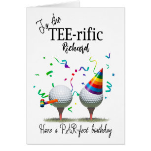 Add A Name Golf Balls on Tees Birthday Cards