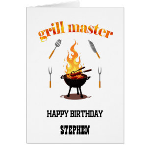 Add A Name Grill Master Birthday Cards