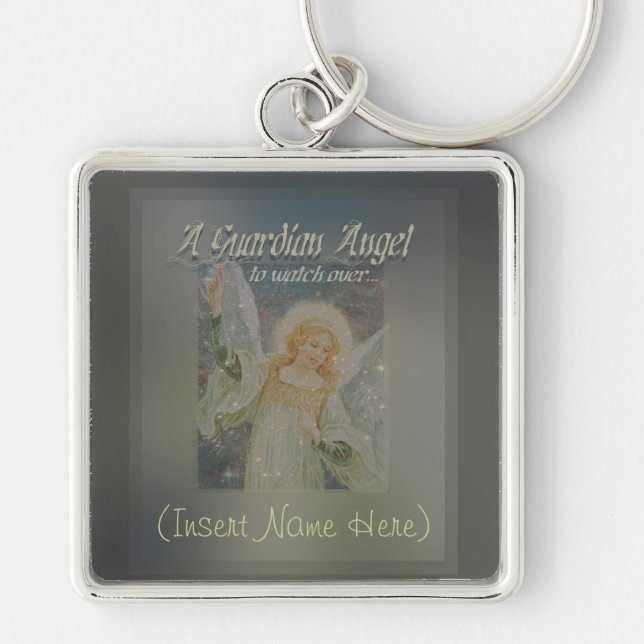 Add a Name Guardian Angel Customize It! Keychain (Front)