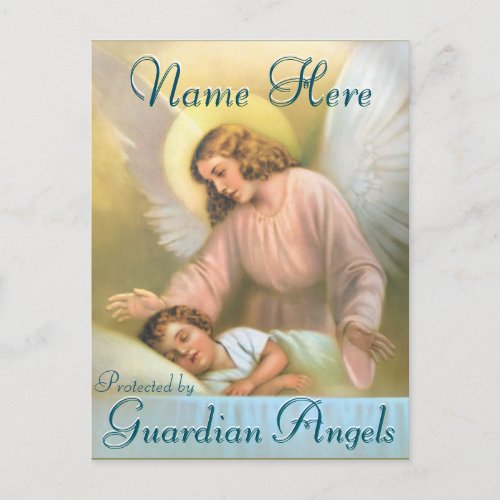 Add a Name  Guardian Angel with Child Postcard