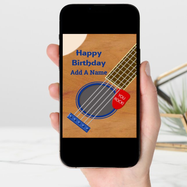 Add A Name Guitar Player Birthday Cards (Front Digital)