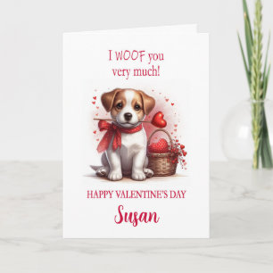 Add A Name I Woof You Valentine's Day Puppy Dog Holiday Card
