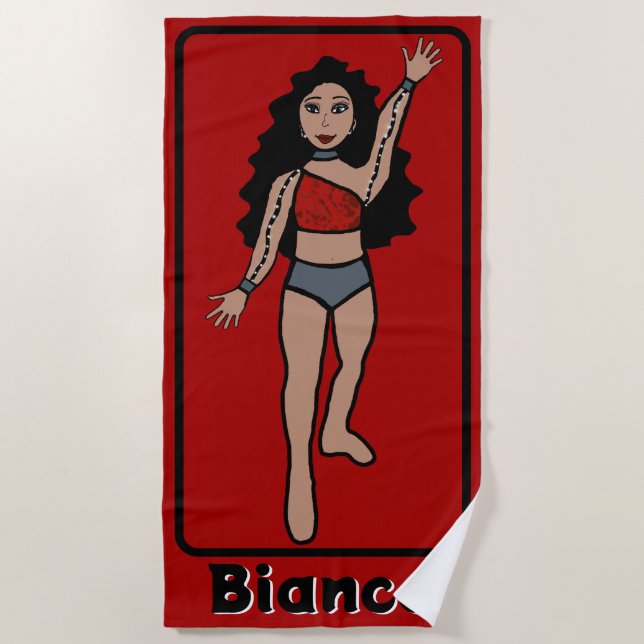 Add A Name Majorette/Dancer Beach Towel (Red) 3 (Front)