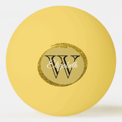 Add A Name Monogram Gold Black Oval Ping Pong Ball