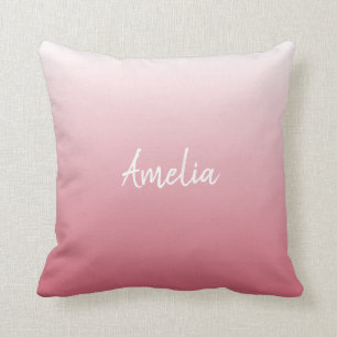 Add a name Ombre salmon pink Throw Pillow
