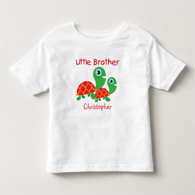 Add a Name Personalized Turtles Little Brother Toddler T-shirt (Front)