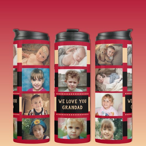 Add a name photo collage love you red peach thermal tumbler