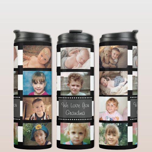 Add a name photo collage we love you black white thermal tumbler