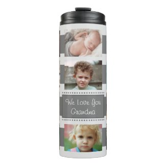 Add a name photo collage we love you grey thermal tumbler