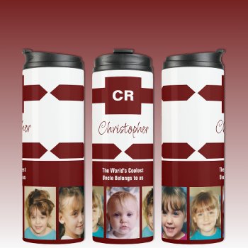 Add A Name Photos Initials Uncle Burgundy White Thermal Tumbler by LynnroseDesigns at Zazzle