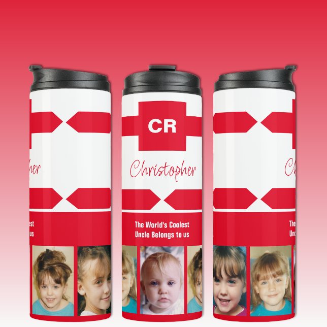 Add a name photos initials uncle red white thermal tumbler (Creator Uploaded)