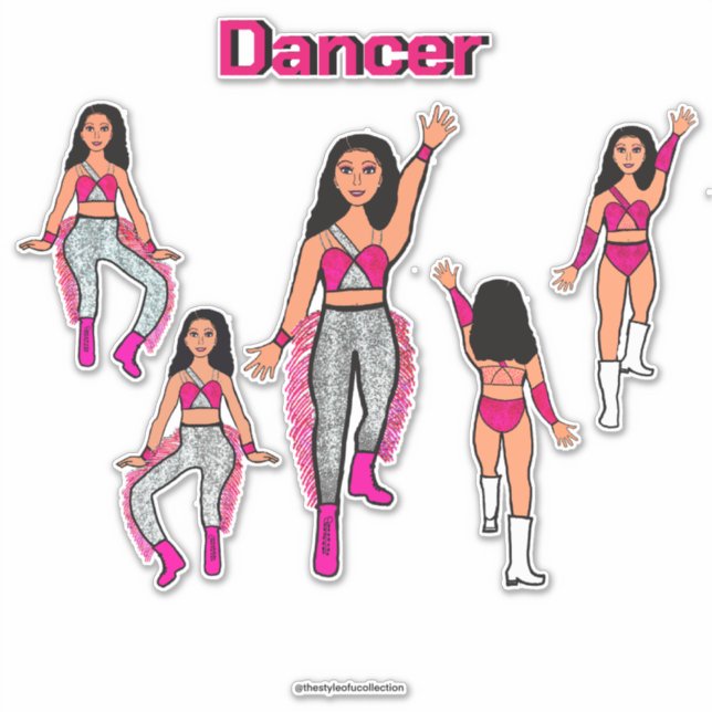 Add a Name Pink Silver Dancer  #2 Sticker (Front)