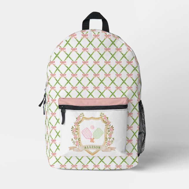  Add-a-Name Preppy Pink Pickle Ball Personalized Printed Backpack (Front)