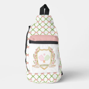 Add-a-Name Preppy Pink Pickle Ball Personalized Sling Bag
