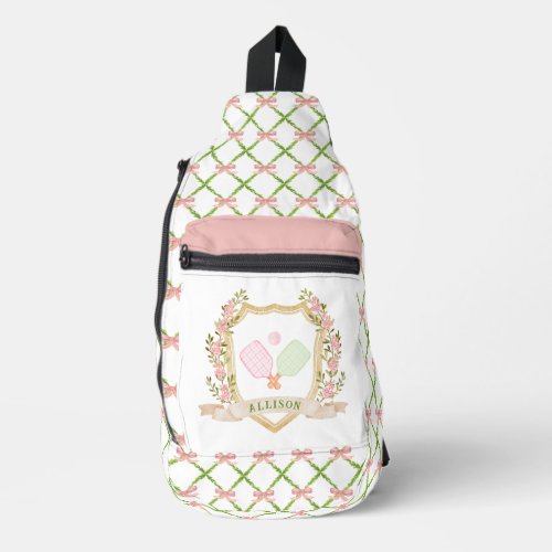  Add_a_Name Preppy Pink Pickle Ball Personalized Sling Bag