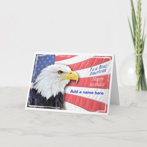 Add a name to a patriotic birthday card