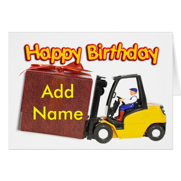 Add a name to the forklift birthday card