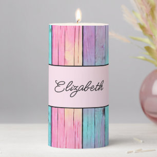 Add a name unicorn colors personalized pillar candle