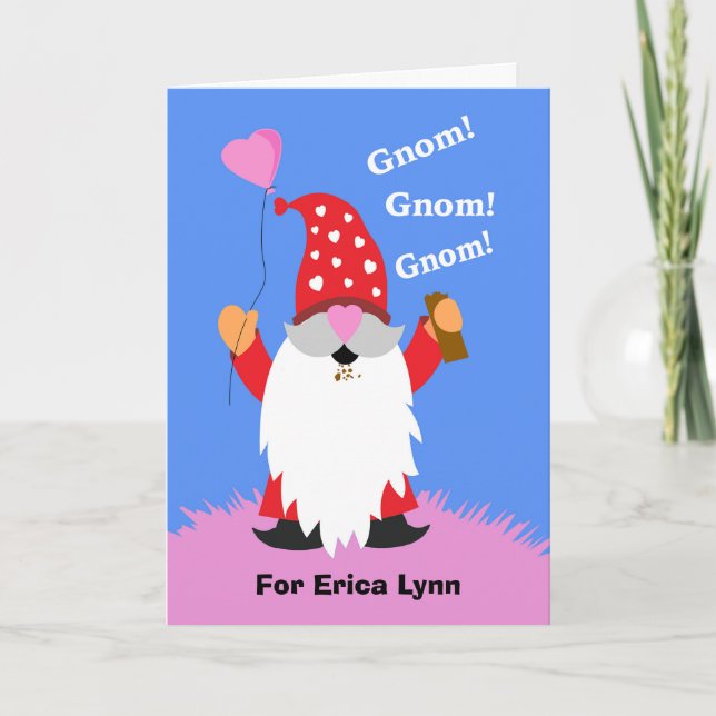 Add a Name Valentine’s Day Cute Gnome Chocolate Card (Front)