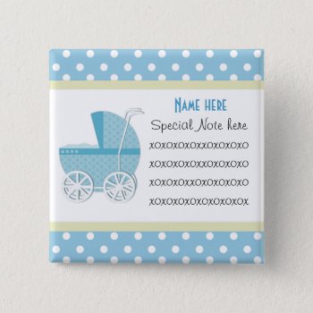 Add A Note Blue Baby Carriage Button by SayItNow at Zazzle