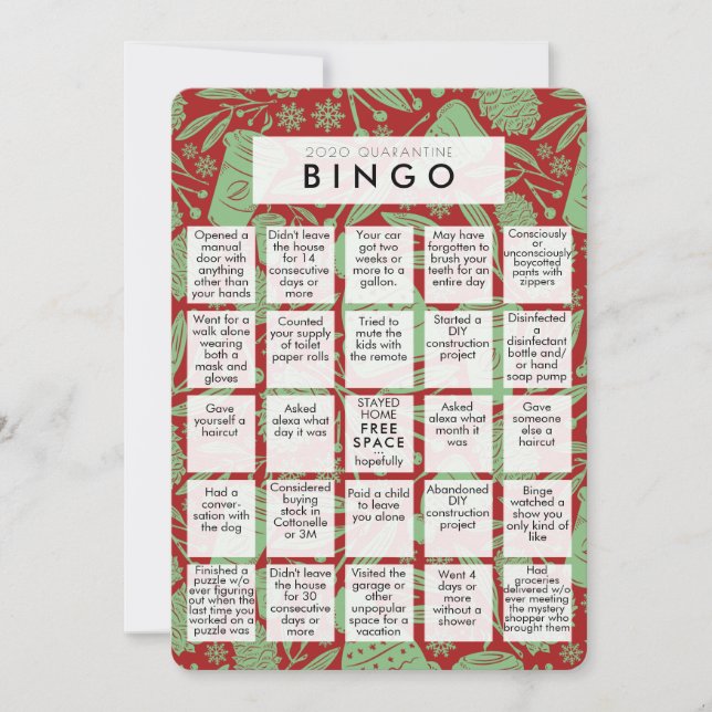 Add A Photo 2020 Quarantine Bingo Funny Christmas Holiday Card (Front)