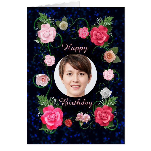 Add a Photo Birthday Beautiful Roses Cards (Front)