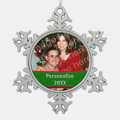 Add A Photo Christmas Snowflake Custom Ornament