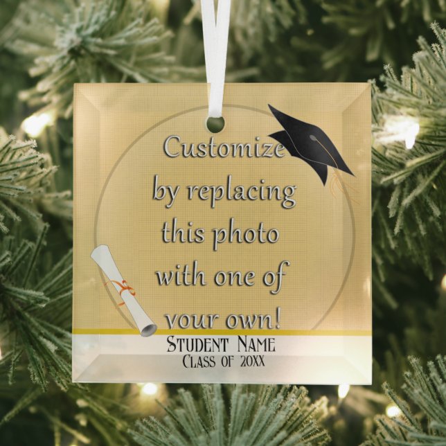 Add a Photo Graduation Glass Ornament (Insitu)
