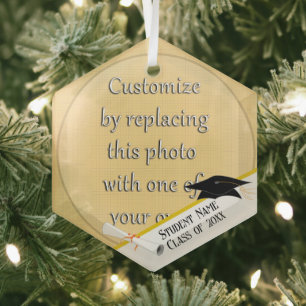 Add a Photo Graduation Glass Ornament