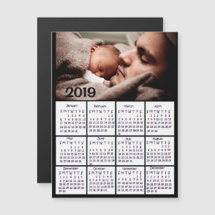 Add a Photo to this Black 2019 Calendar Magnetic Invitation