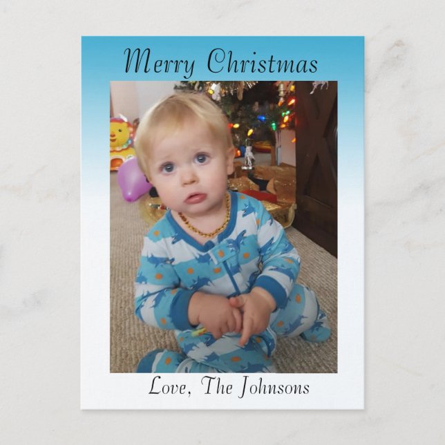 Add a Photo to this Blue Christmas Card (Front)
