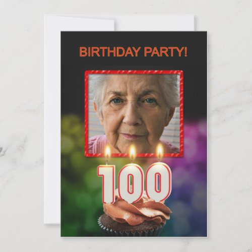 Add a picture 100th Birthday party Invitation