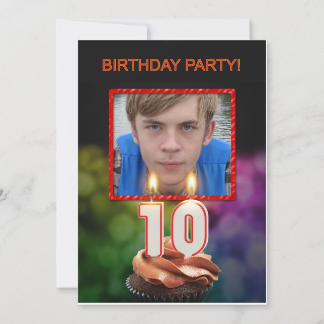 Add a picture, 10th Birthday party Invitation (Front)