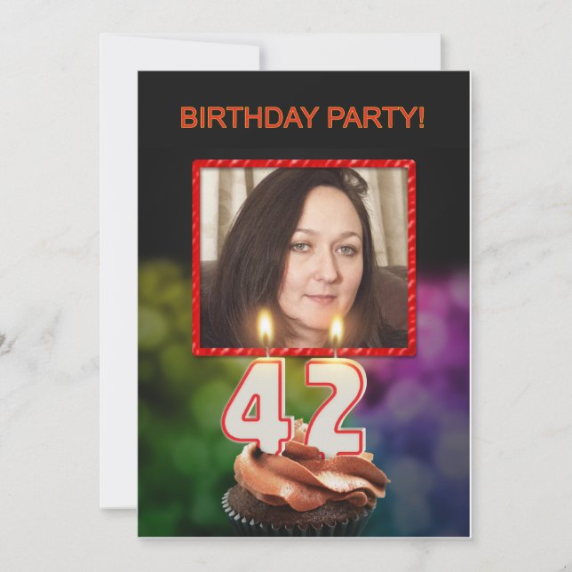 Add a picture, 42nd Birthday party Invitation (Front)