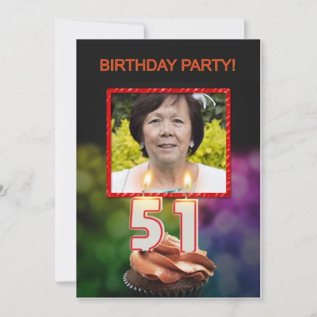 Add a picture, 51st Birthday party Invitation (Front)
