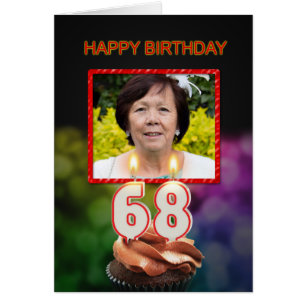Add a picture, 68th Birthday card with Candles