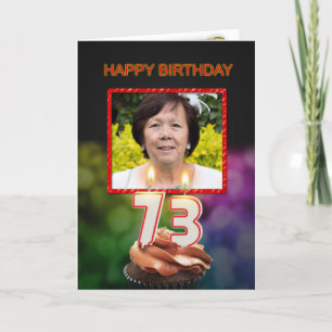 Add a picture, 73rd Birthday card with Candles