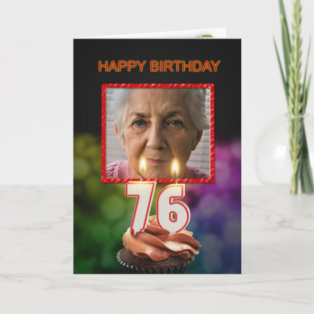 Add a picture, 76th Birthday card with Candles (Front)