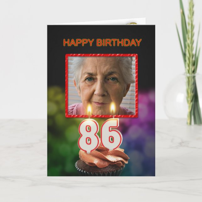 Add a picture, 86th Birthday card with Candles (Front)