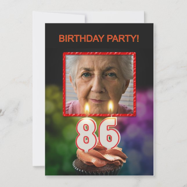 Add a picture, 86th Birthday party Invitation (Front)